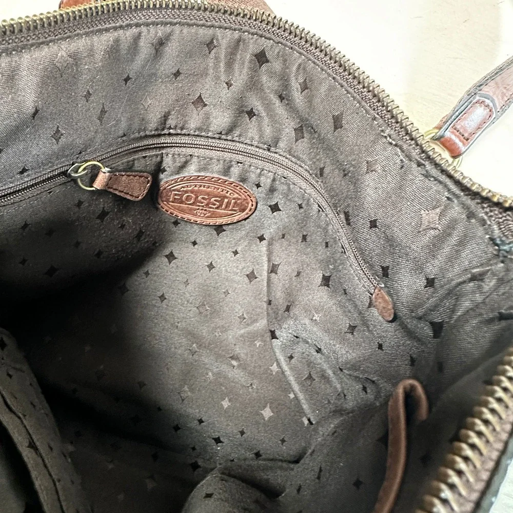 Fossil Soft Leather Gold Purse Rustic Antique Brass Cross-Body Metallic‎